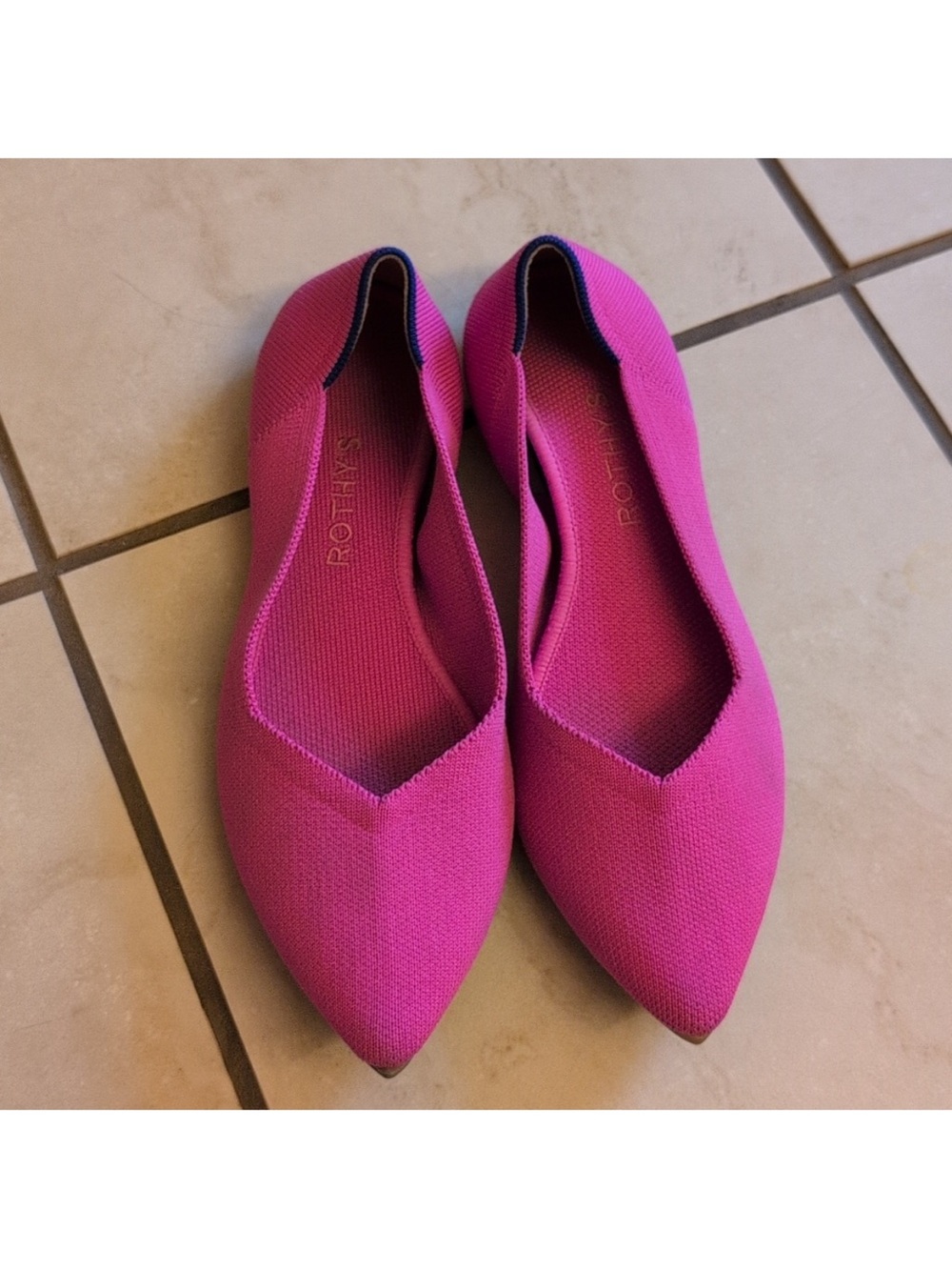 Rothy's The Point Toe Dragonfruit Hot Pink Pointed Knit Flats 9.5 - Picture 5 of 7